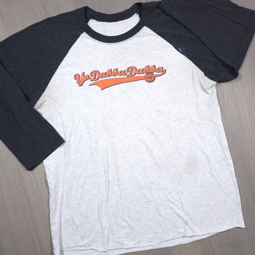 Yo Dabba Dabba Graphic Raglan Baseball Shirt Gray